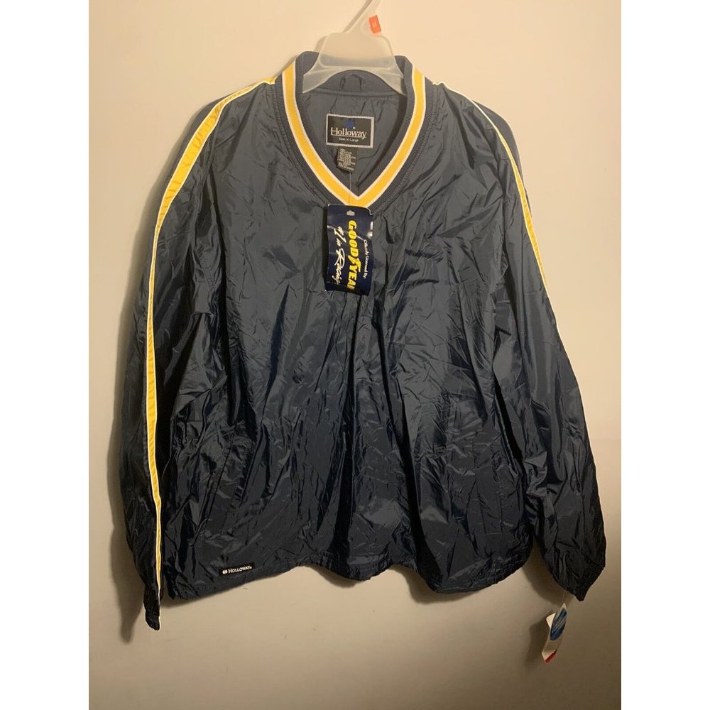 Goodyear Mens Jacket Waterproof Pullover Size Adult XL New W/T Blue Holloway